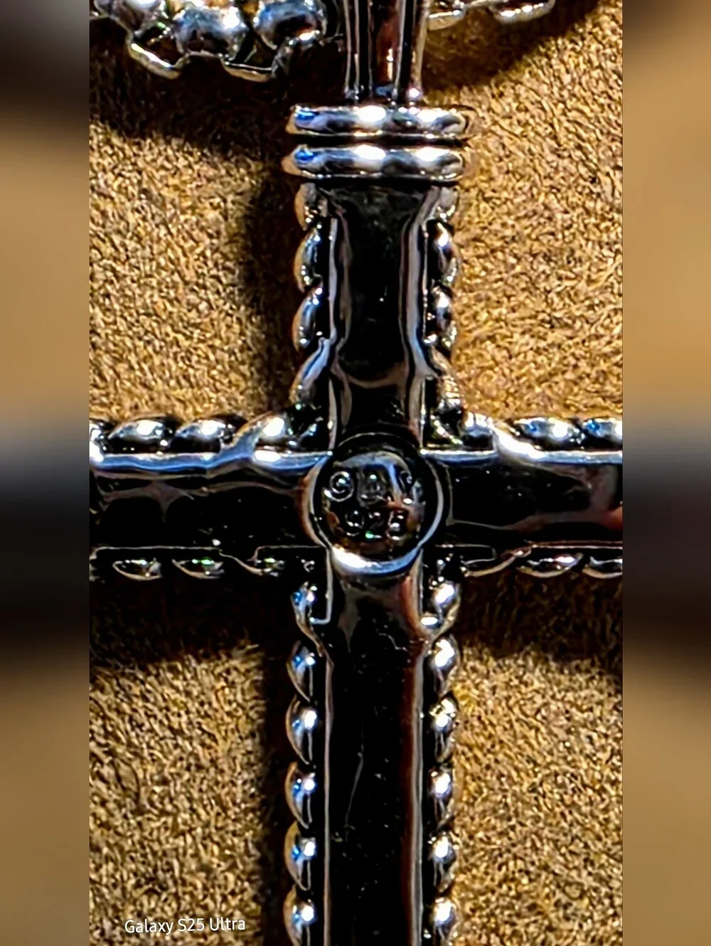 David Yurman Silver Chevron Twisted Rope Cross 22